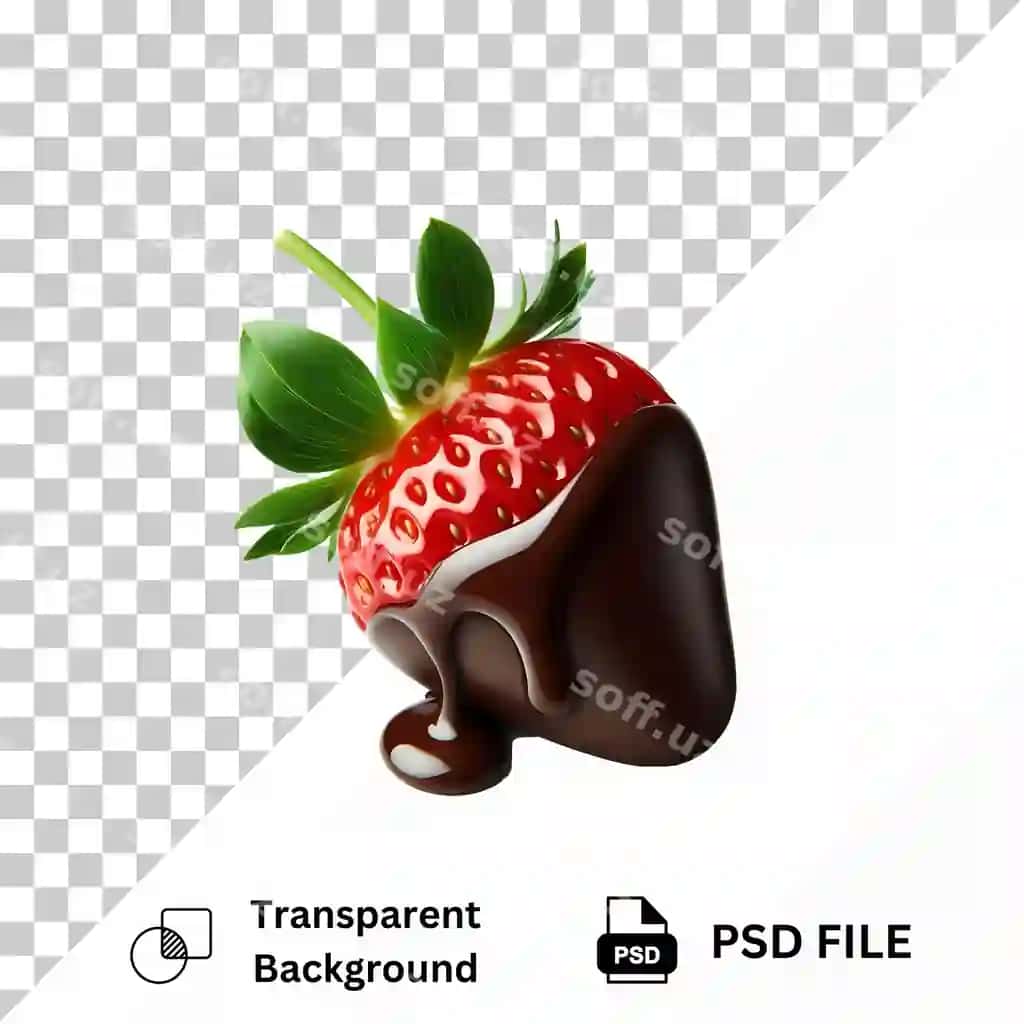 Tarator shokolad tushirilgan ajraltirilgan shaffof fon | Strawberry dipped chocolate isolated transparent background