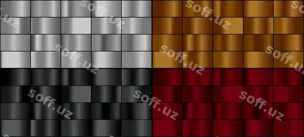 Vektor to'plami rangli metal gradientlar | Vector set colorful metal gradients