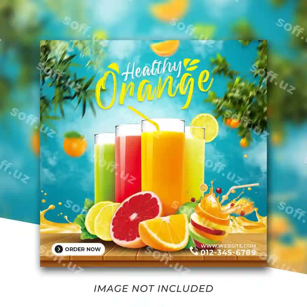 Maxsus sog'liqni saqlash ichun ichimlik menyusi ijtimoiy tarmoqlar Instagram post banner shabloni | Special healthy drink menu social media instagram post banner template