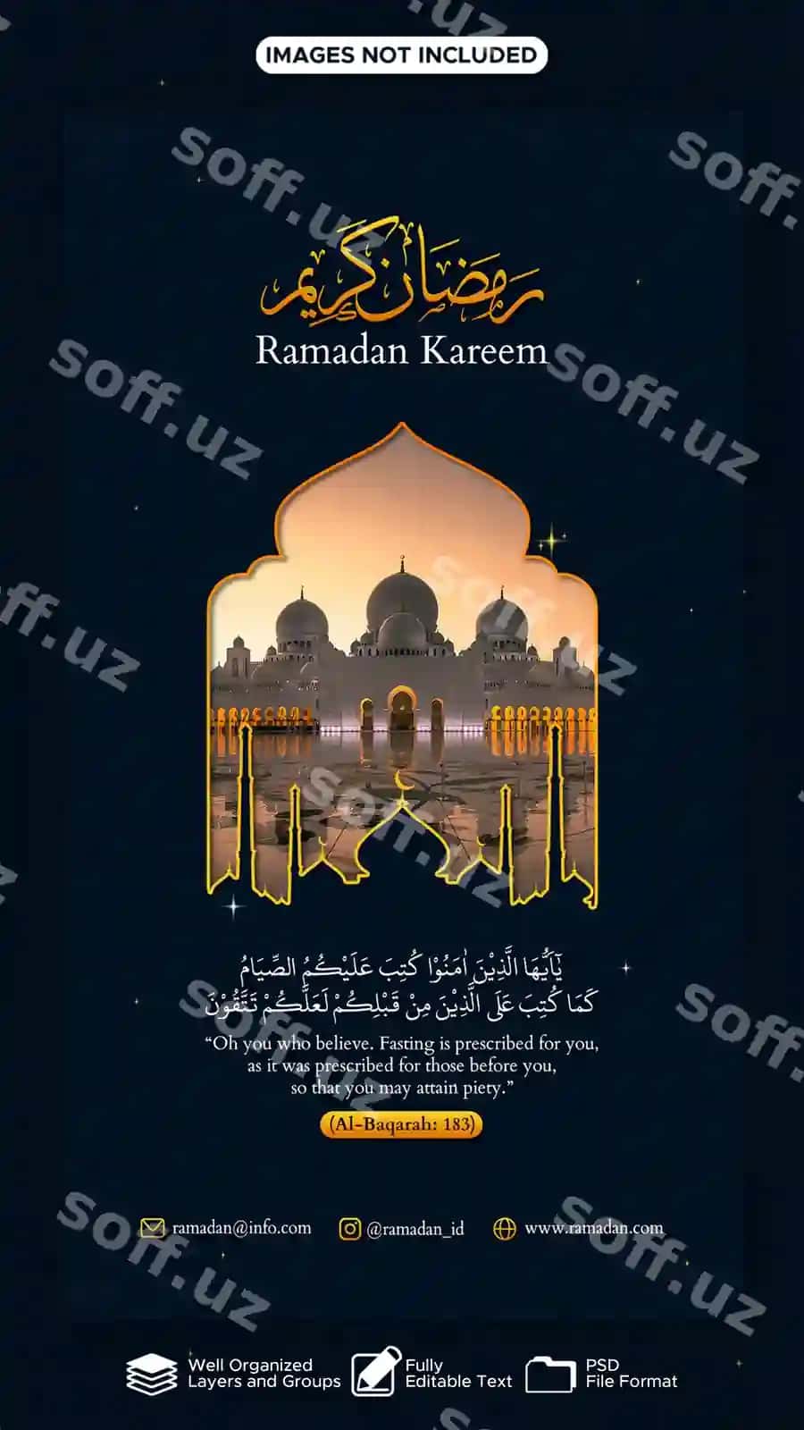 Ramazon tabrik shabloni oddiy zamonaviy uslub Instagram story | Ramadan greeting template with simple modern style instagram story