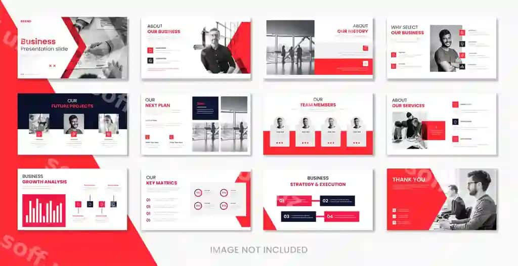 Qizil ijodkor korporativ prezentatsiya dizayn shabloni | Red creative corporate presentation design template