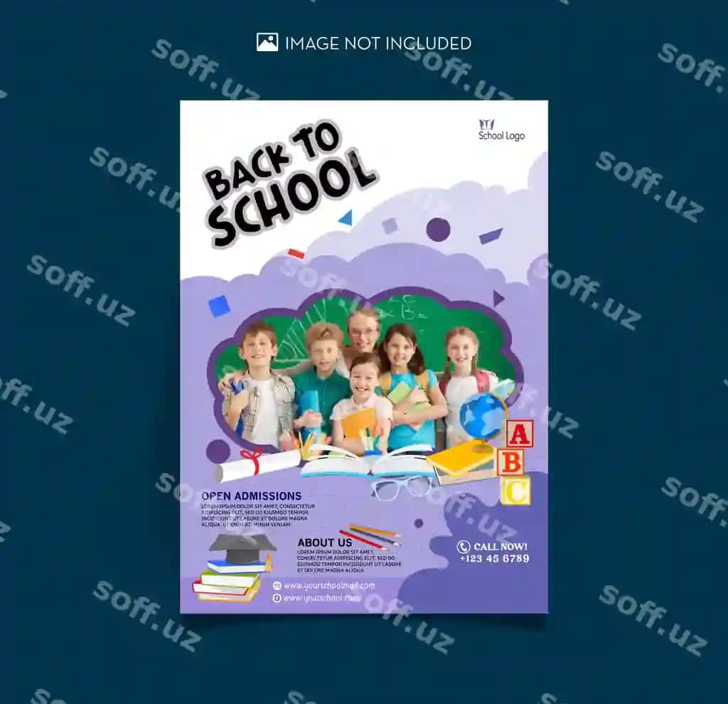 Maktabga qaytish vertikal flyer shabloni | Back school vertical flyer template