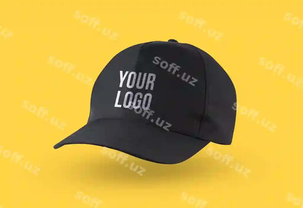 Qora boshliq logotipi brendlash mockup | Black cap logo mockup branding