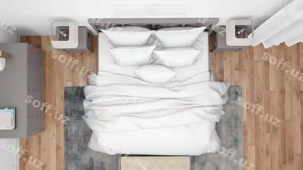 Zamonaviy mehmonxona uyi ikkalasi uyiga ega chiroyli eng yaxshi sifatli mebleylar | Modern bedroom hotel room with double bed elegant furniture top