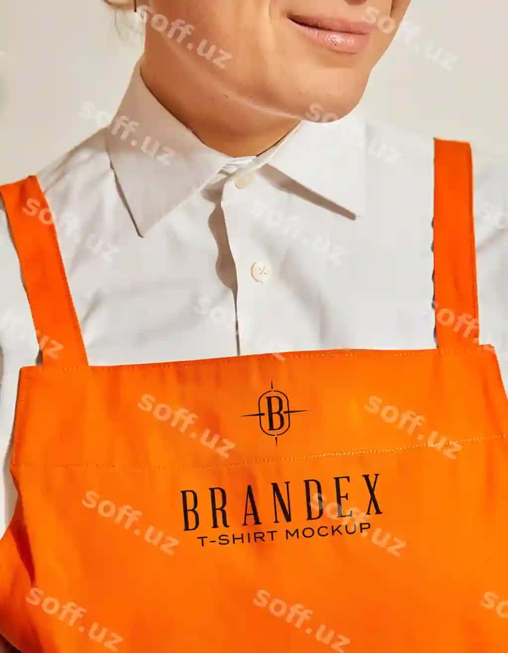 Chiroyli fartuk kostyum mockup brendirovka joylashuvi bilan | Elegant apron uniform mockup with branding placement