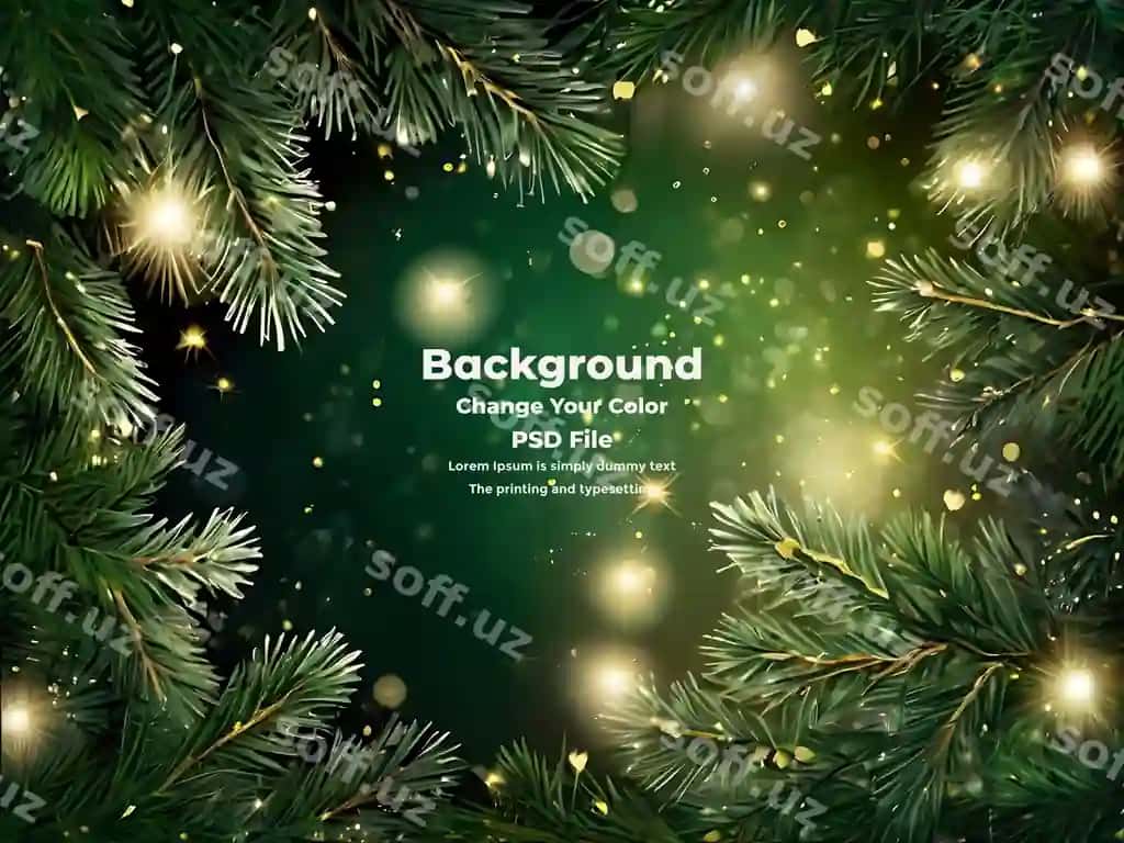 Psd bayramlik yashil bayram fon ro'zg'or bezatishlari bilan | Psd festive green holiday background with christmas decorations