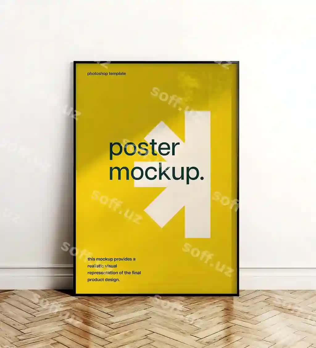 Psd shisha aks ettirish poster ramka mockup shablon dizayn | Psd glass reflection poster frame mockup template design