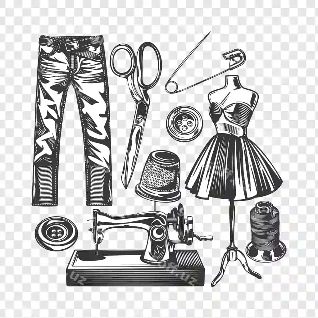 Oshiqlik asboblari jihozlari ajraltirilgan shaffof fon | Sewing tailoring tools equipment isolated transparent background