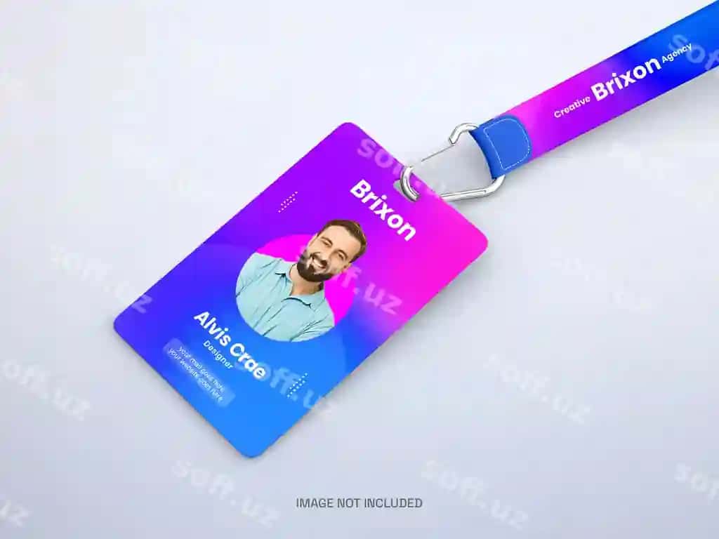 Lanyard ID karta qadoqlovchi brendirovka mockup | Lanyard id card holder branding mockup