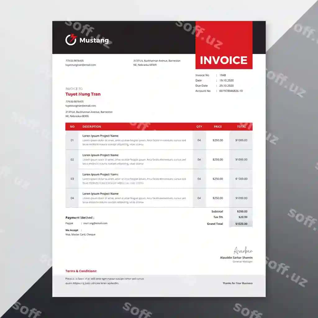 Zamonaviy hisob shabloni | Modern invoice template
