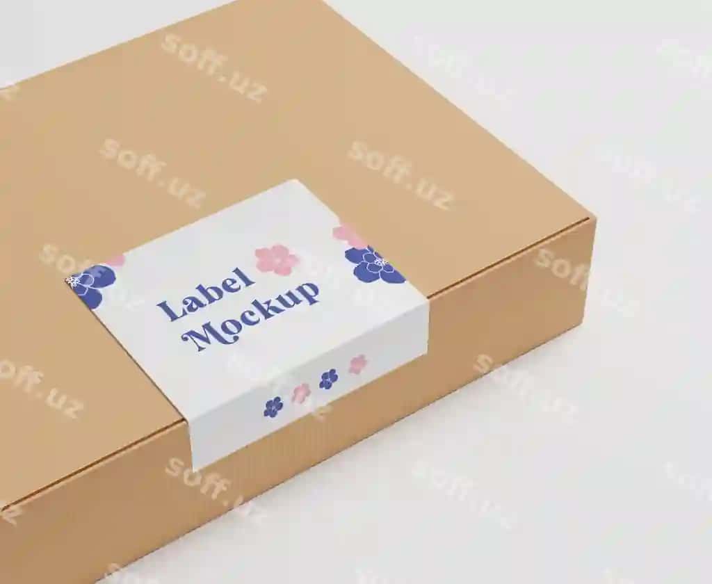 Zamonaviy quti qadoqlash himi etiket namunasi | Modern packaging box seal label mockup
