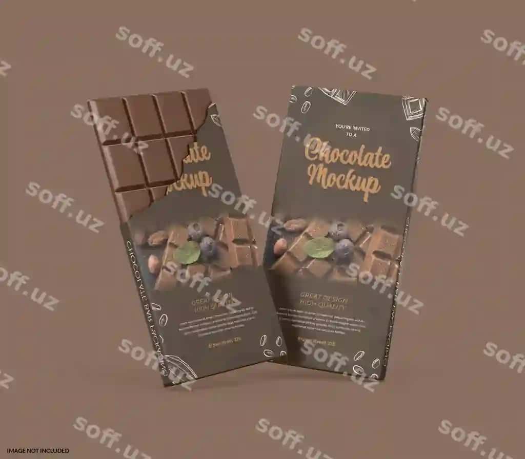 Shokoladli shirinlik bar qadoqlash mockup | Chocolate candy bar packaging mockup
