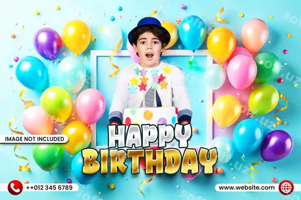 Tug'ilgan kun tabriklovchi fonshtrix shabloni dizayni | Happy birthday celebration background template design
