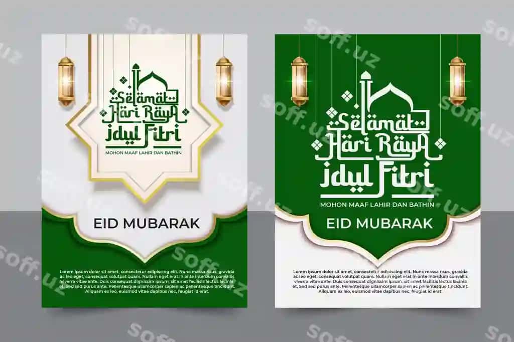 Idul fitr kartochka flyer shablon dizayni | Idul fitri card flyer template design