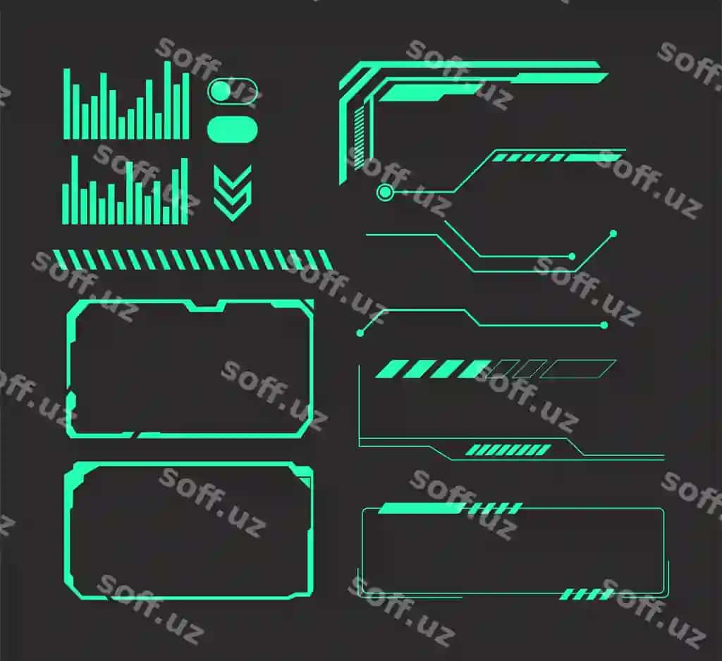 Vektor sayberpunk kelajakchi elementlar | Vector cyberpunk futuristic elements