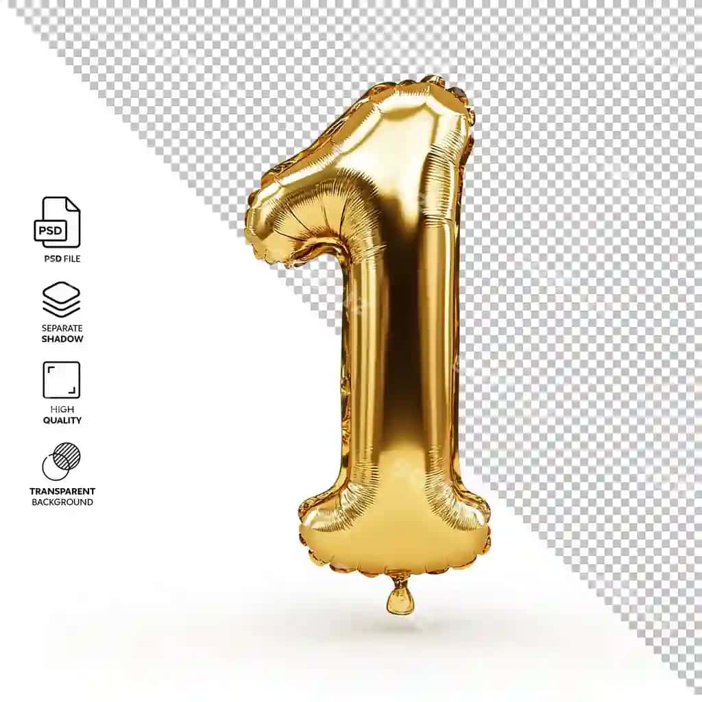 Oltin sharq raqam 1 ajraltirilgan orqa fondan siz | Golden balloon number 1 isolated without background