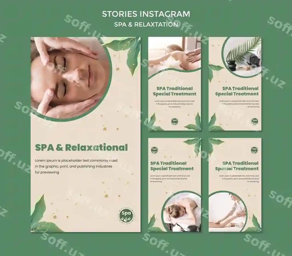Spa konsepsiyasi Instagram stories shabloni | Spa concept instagram stories template