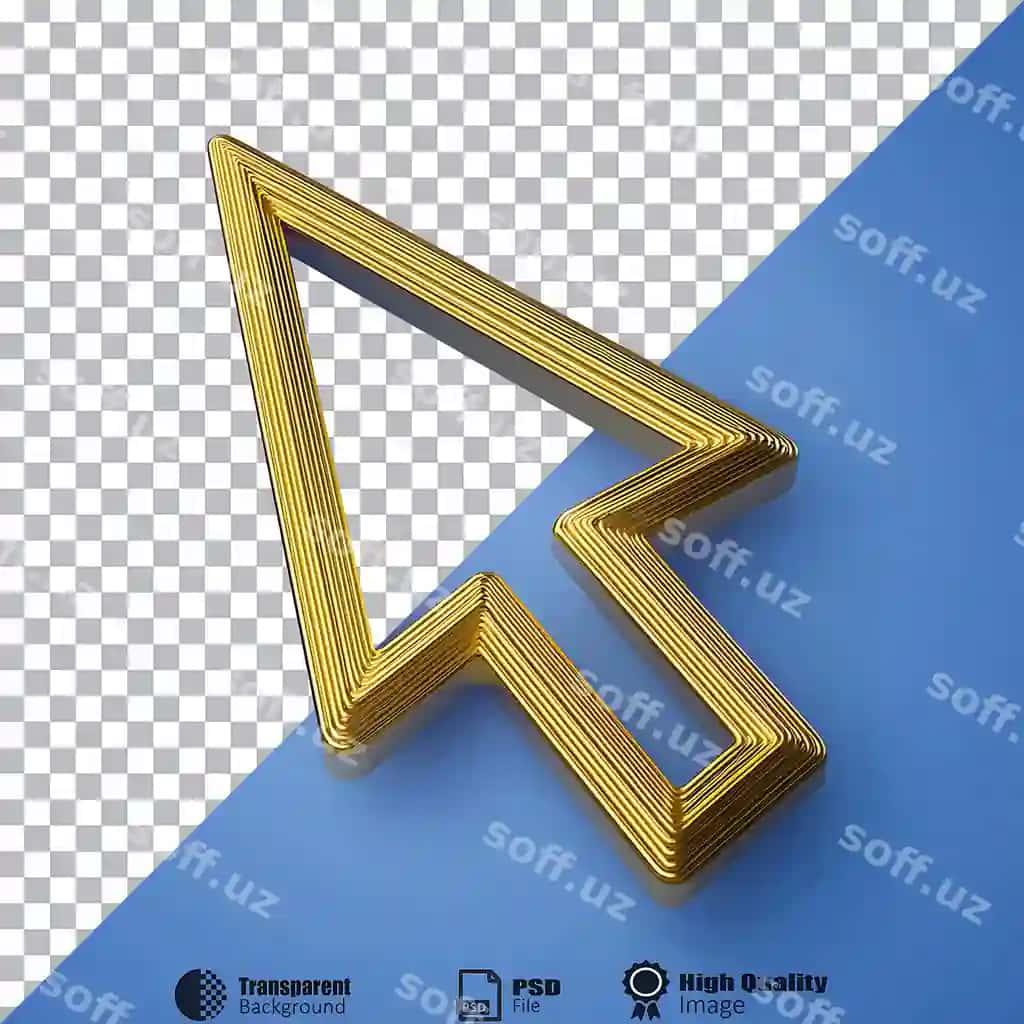 Oltin kursor chegara ikon shaffof orqa fonda | Gold cursor outline icon isolated transparent background