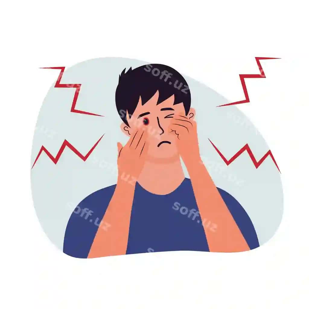 Erkak ko'z qizarmasi, o'tkirish, jarohat, kon'yuknitsit belgilari | Man with eye redness symptom inflammation injury eye conjunctivitis