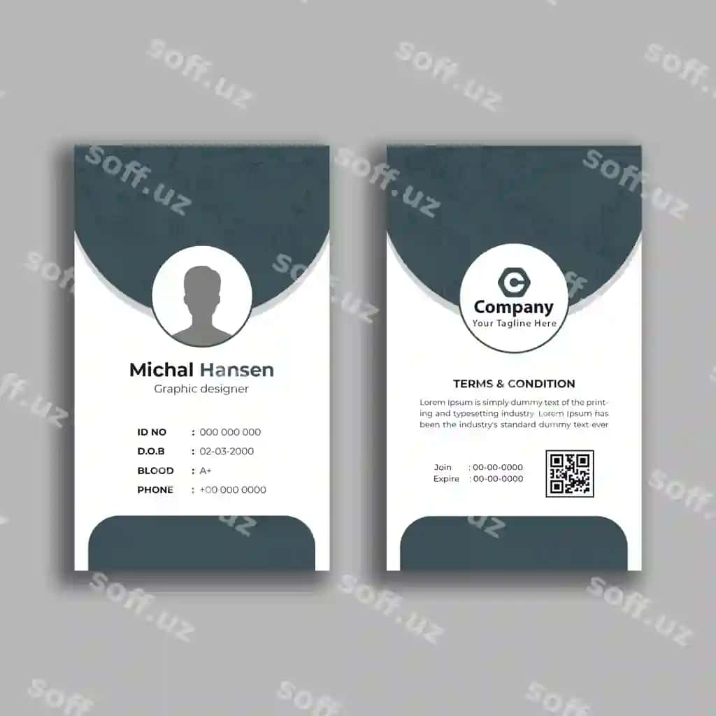 Sodda va toza identifikatsiya kartochkasi dizayni | Clean simple id card design