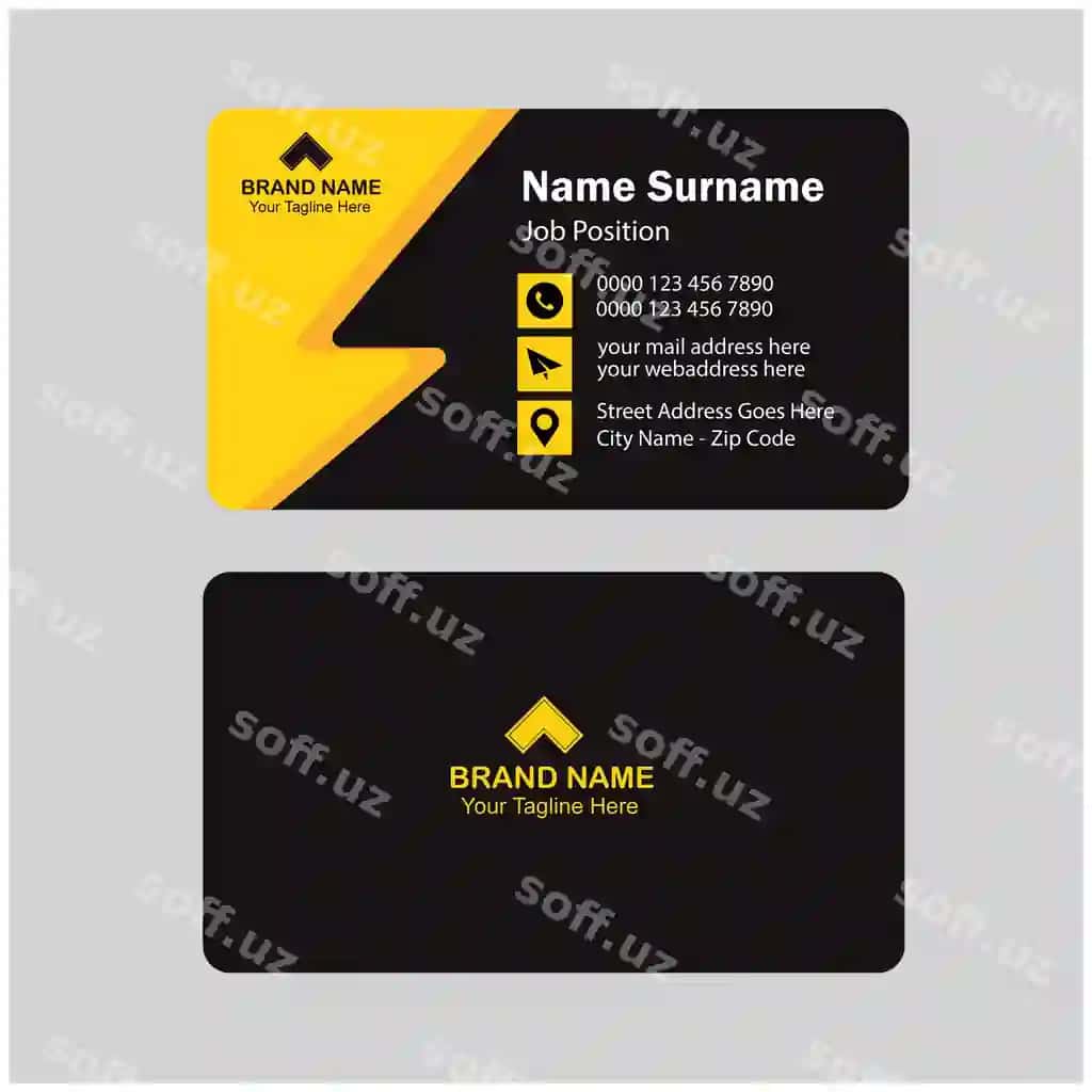 Qora gurucha biznes karta zamonaviy dizayni | Black bark business card modern design