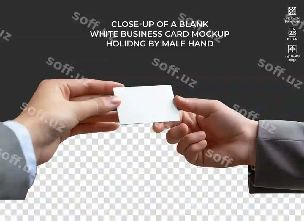 Yaqin suratda erkak qo'l tomonidan tutilgan bo'sh oq ishb kartasi ajralangan | Closeup blank white business card holidng by male hand isolated