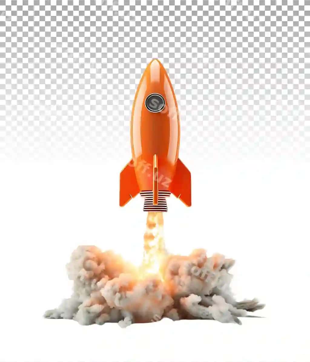 Shaffof orqa fonda biznes o'sishi 3d raketta | Transparent background business growth 3d rocket