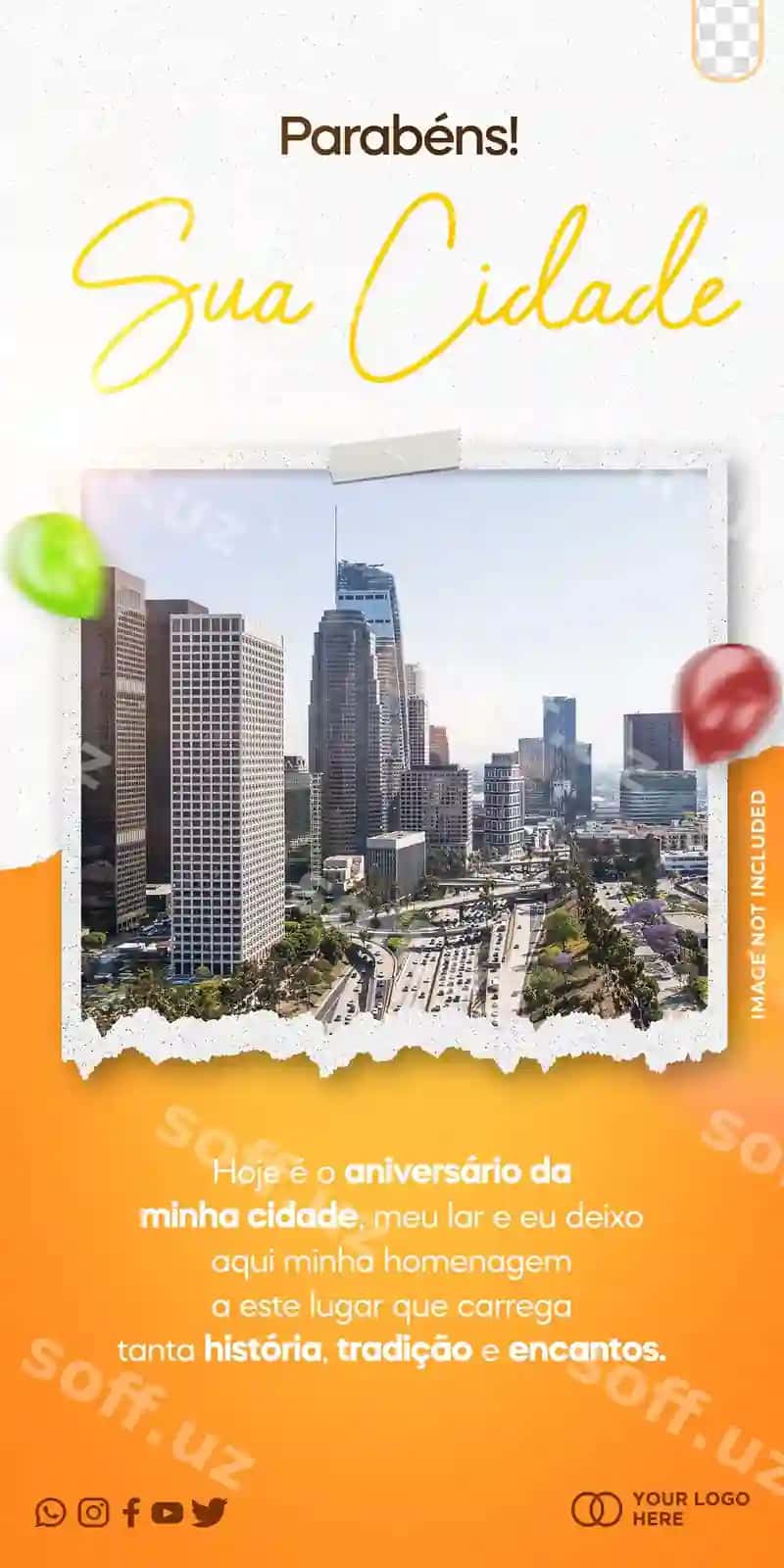 Post shabloni ijtimoiy tarmoqlar dizayni shahar yubileyi | Post template social media design city anniversary