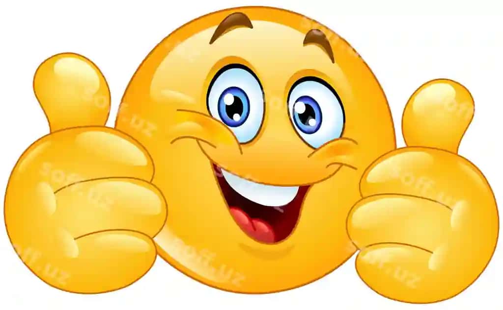 Baxtli emoji emotikon ikkalta boshni yuqoriga ko'rsatadigan qo'l harakati | Happy emoji emoticon showing double thumbs up sign like hand gesture