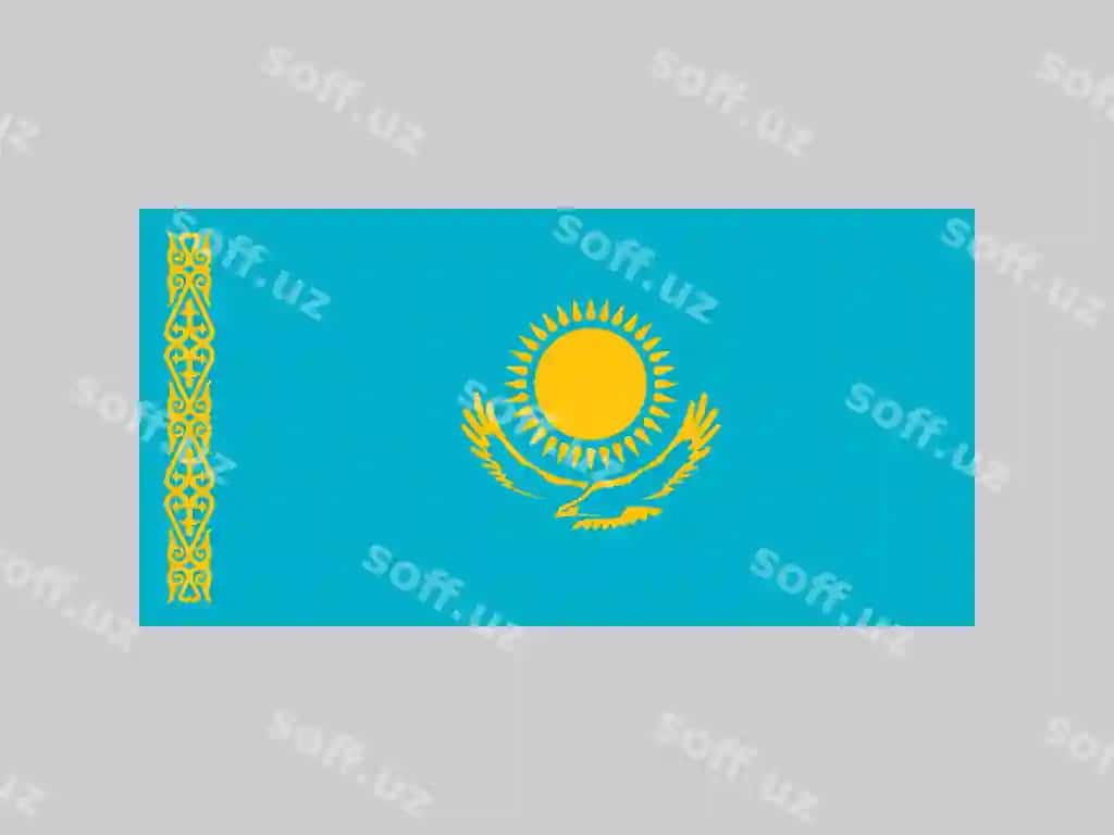 Qozogʻiston bayrogʻi rasmiy ranglar proporsiya vektor illustratsiyasi | Kazakhstan flag official colors proportion vector illustration