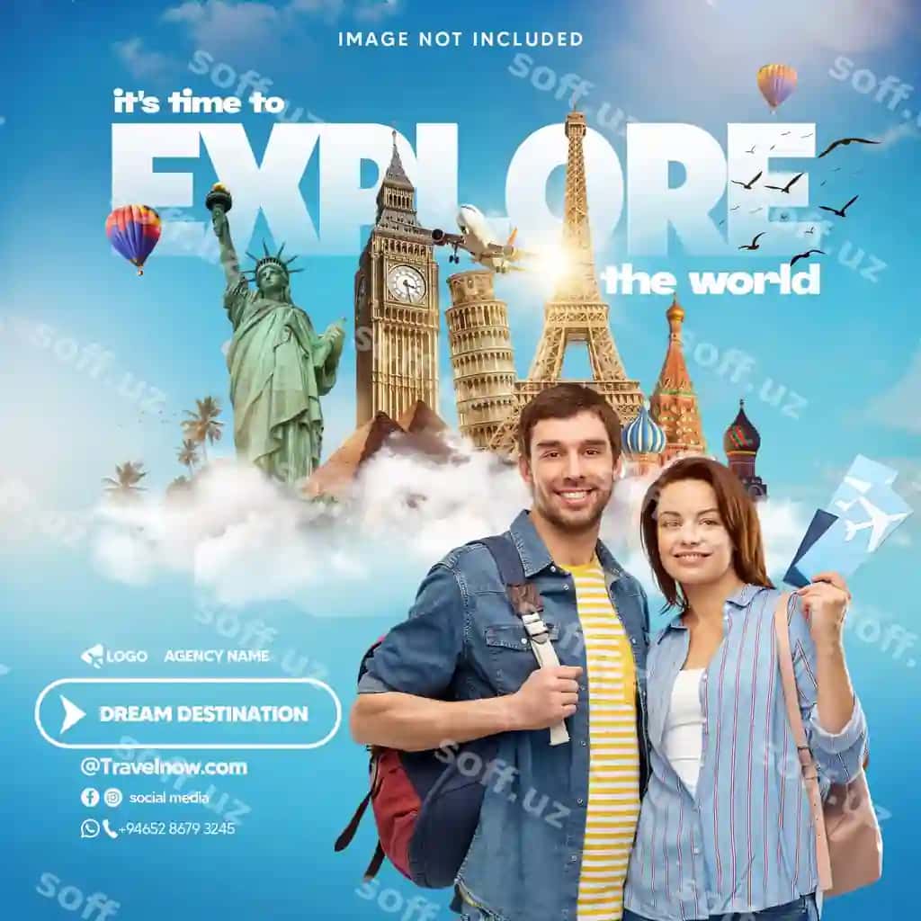 Sayohat ijtimoiy media post shabloni | Travel social media post template