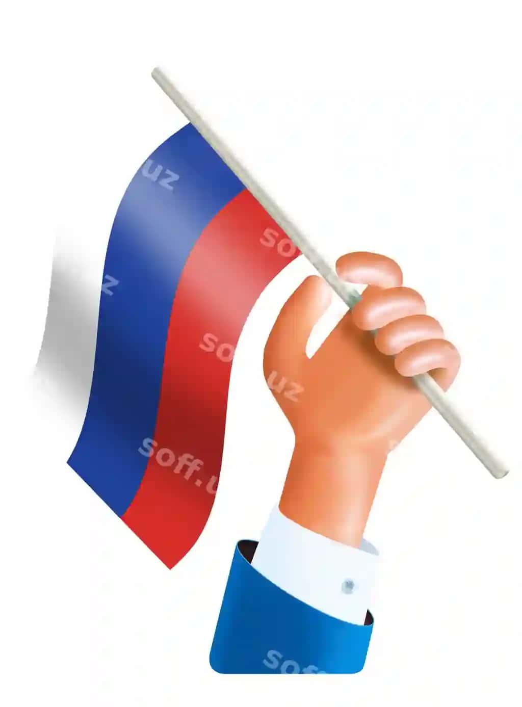 3D illustratsiya qo'l harakati Rusiya bayrog'i Rusiya mustaqillik kontseptsiyasi | 3 d illustration hand waving russia flag russia independence concept