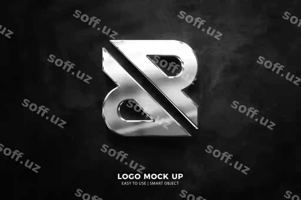 Zamonaviy logotip namunasi eski metal temir shinovar grunge fon bilan | Modern logo mock up old metal steel glossy with grunge background
