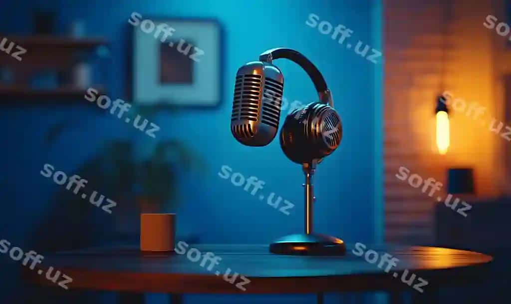 Art-deko mikrofon quloqchinlar stilli komplekt, Art-deko asoslangan retro mikrofonni o'z ichiga olgan | Art deco microphone headphones stylish setup featuring art decoinspired retro microphone