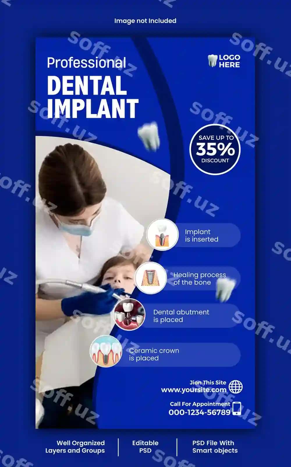 Tibbiy poster, ijtimoiy media uchun post shabloni | Psd medical poster social media post template