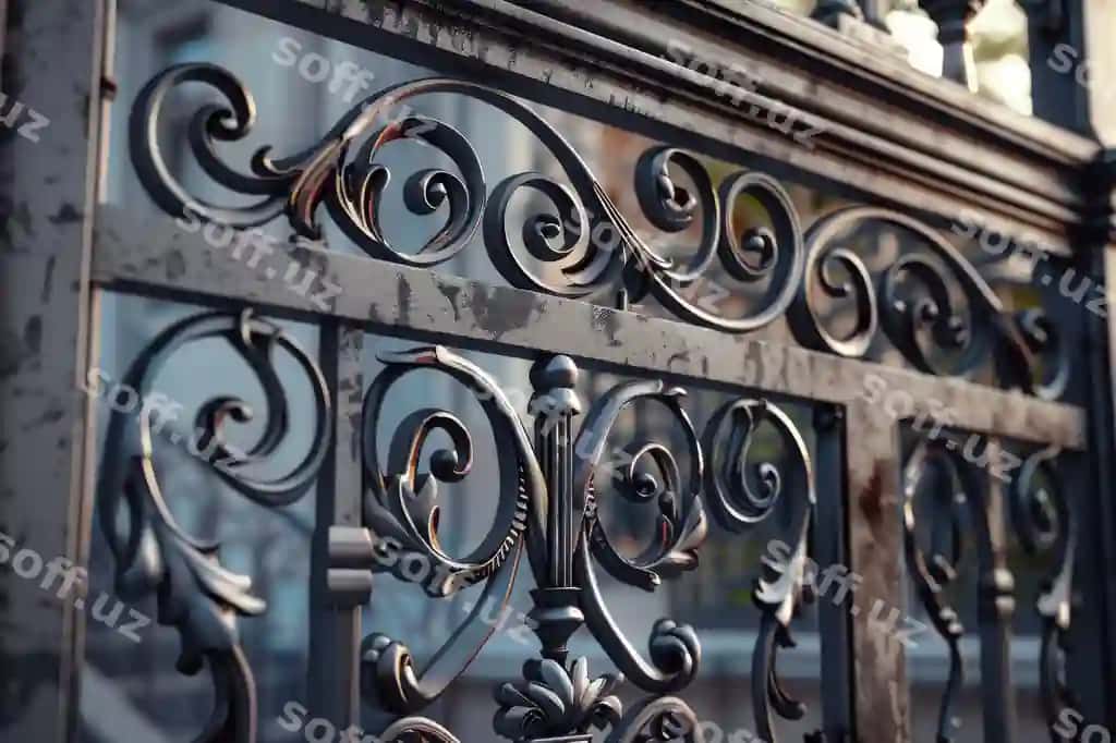 Dekorativ darcha eshik, murakkab dizaynlar bilan | Decorative wrought iron gate with intricate designs