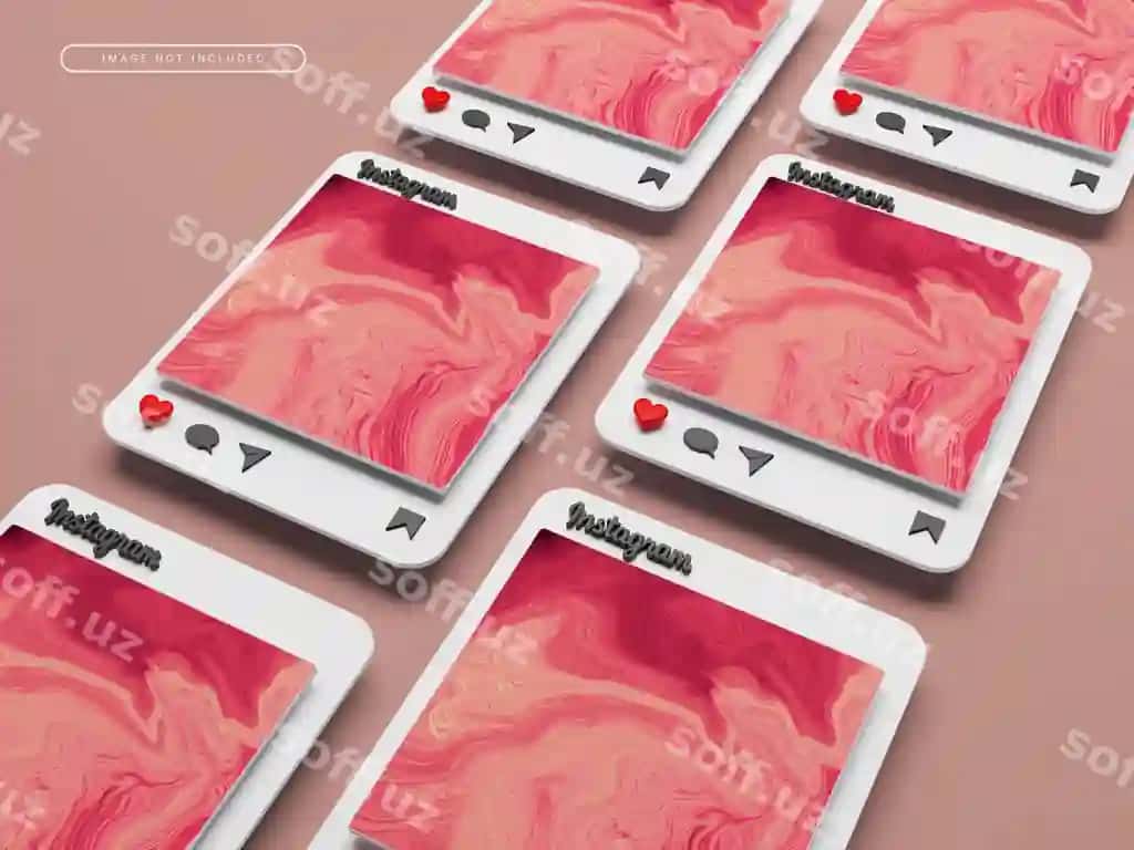 3d renderlangan Instagram posti namunasi | 3d rendered instagram post mockup
