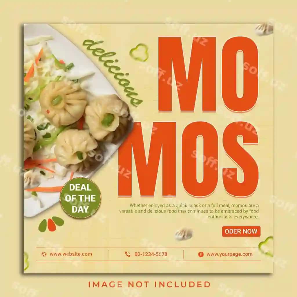 Psd maxsus Momos ovqat ijtimoiy media baner Instagram post shablon | Psd special momos food social media banner instagram post template