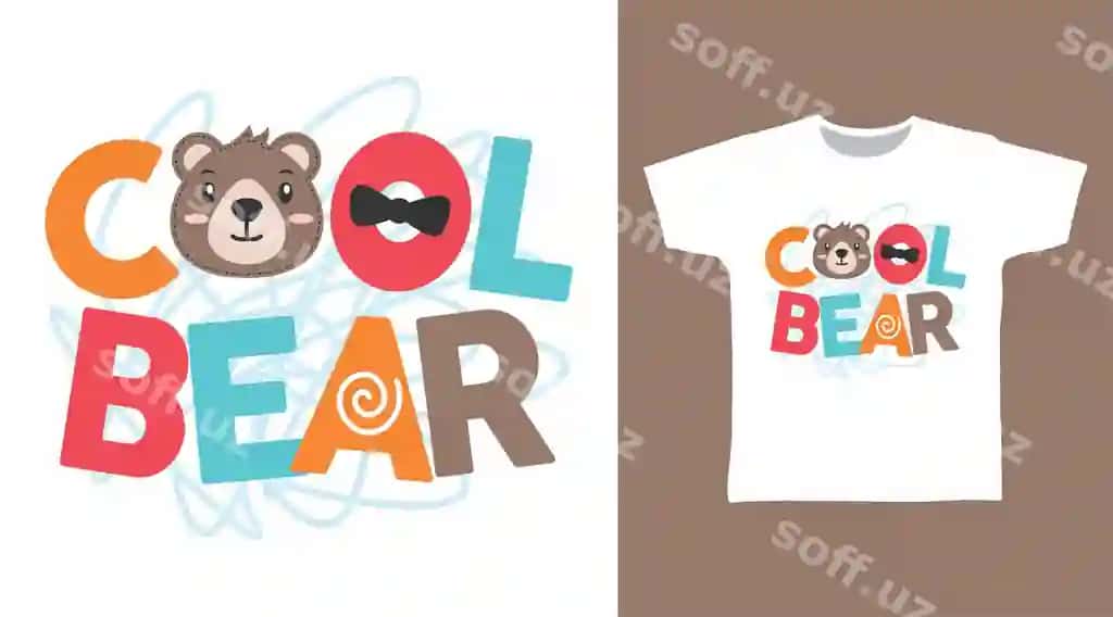 Chiroyli ayiq tipografiyasi futbolka dizayni | Cool bear typography t shirt design
