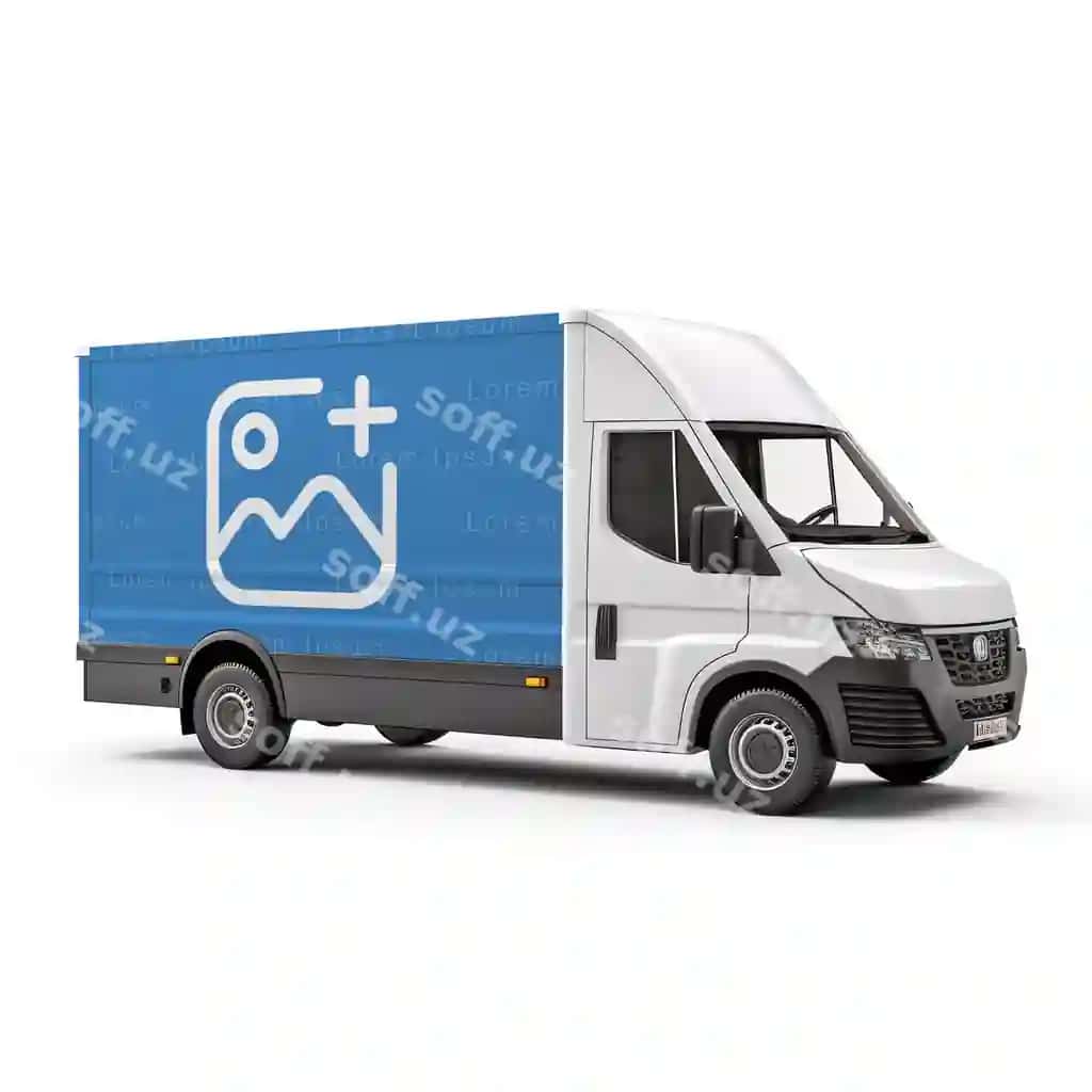 Avtomobil uchun front, back, side ko'rinishlari bilan realistik van mockup dizayni to'plami | Van mockup design realistic set with front back side views automobile