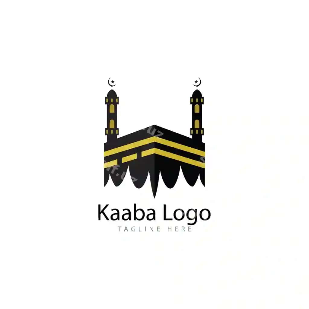 Kaaba Makka ramzi logotipi illyustratsiyasi dizayn shabloni | Kaaba mecca symbol logo illustration design template