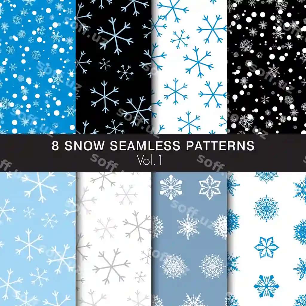 Vektor qor basketlari, qor, butun naqshlar, majburiy to'plam, qish | Vector snowflakes snow seamless patterns must have collection winter