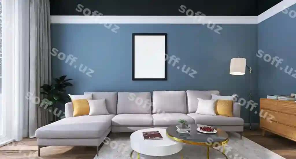Bo'sh foto freym mockup zamonaviy mehmonxona interier dizayni ko'rinishi | Blank photo frame mockup modern living room interior design scene