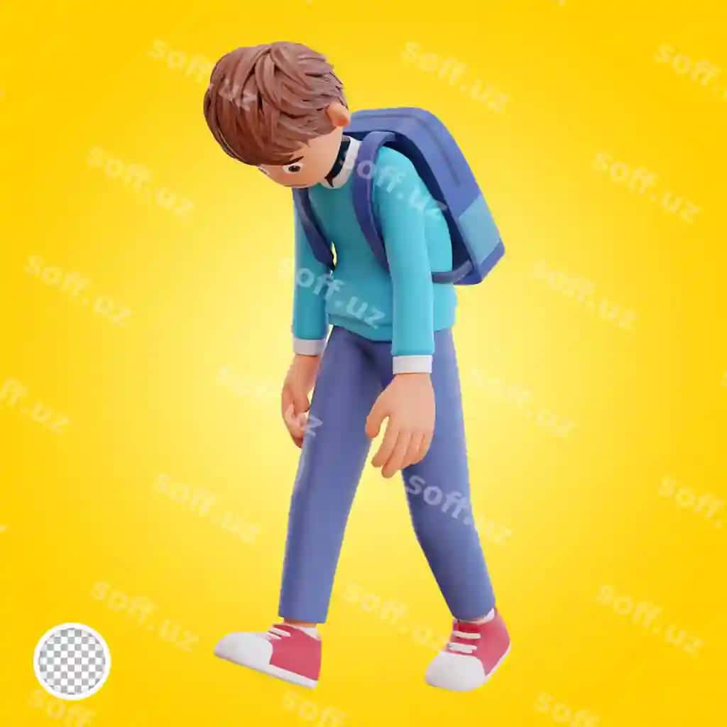 3d render chiroyli o'g'lon noaniq yurish | 3d render cute boy walk limp