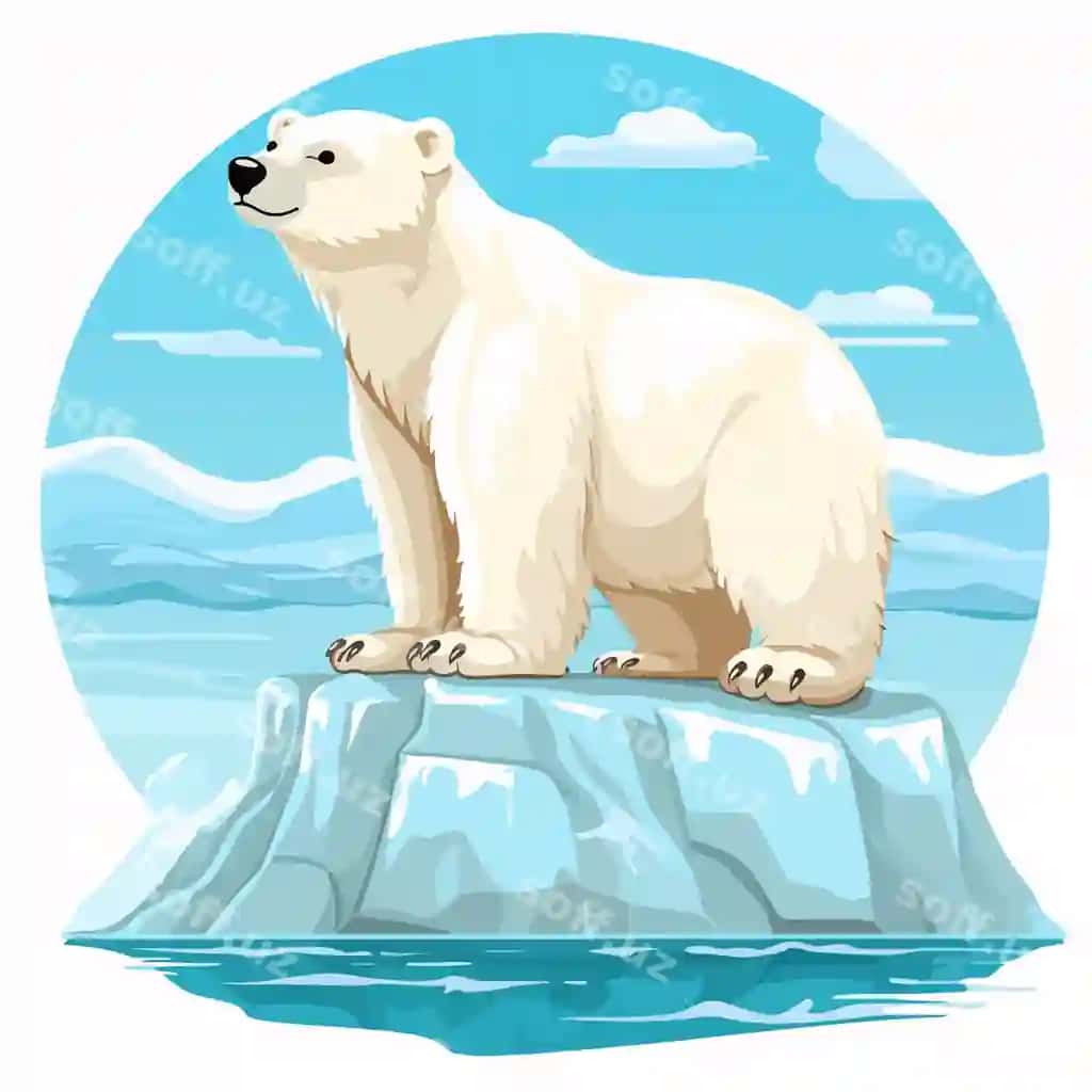 Buyuk oq ayiq muzda tirmilgan | Majestic white bear standing ice