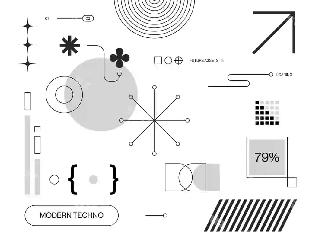 Zamonaviy kelajakchi resurs to'plami zamonaviy texnologiya orqa fon to'plami | Mondern futuristic asset collection modern tech background set