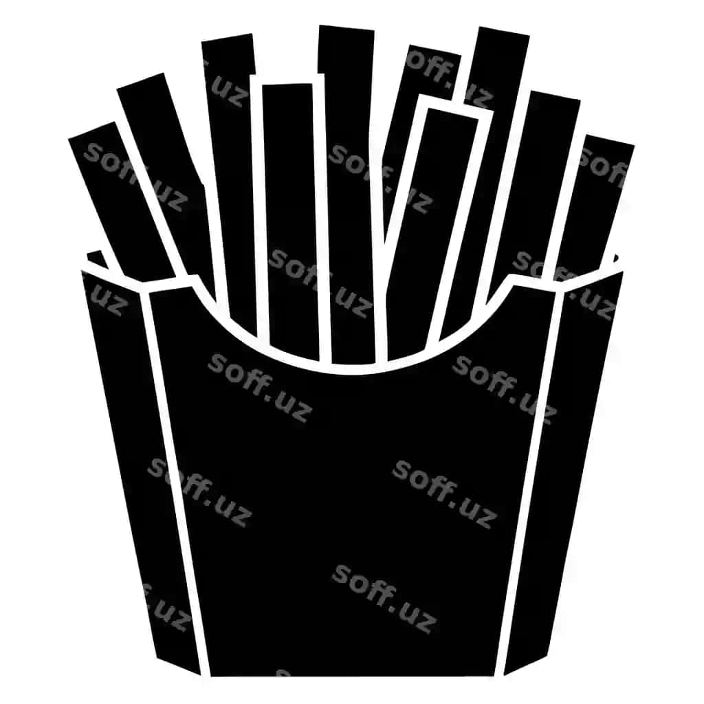 Qo'lchizilgan fast food vektor frenk kartoshkasi siluet illustratsiyasi | Hand drawn fast food vector french fries silhouette illustration
