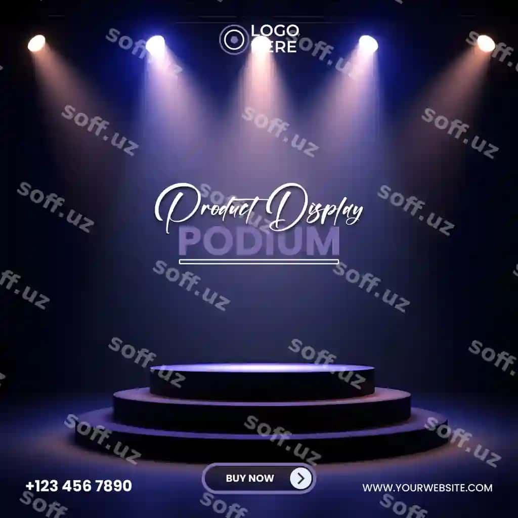 Elegent mahsulot ko'rsatish podiumi spot chiroqlari bilan | Elegant product display podium with spotlights