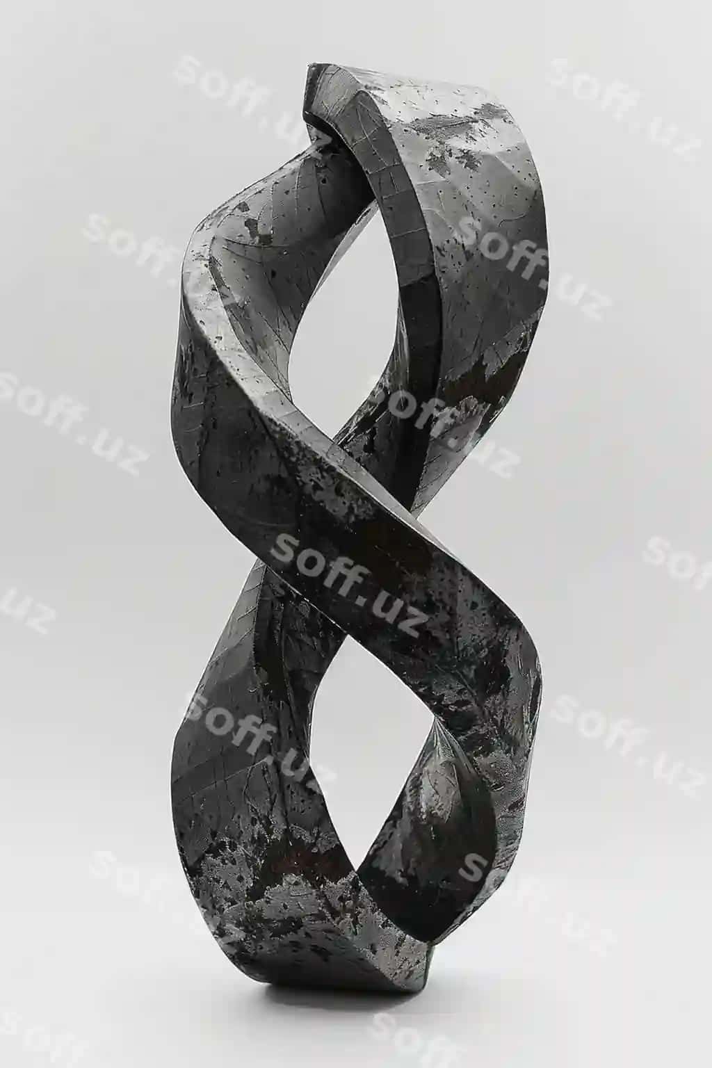 Oddiy rasmda bir-biriga bog'langan temir shakllar oddiy oq fon orqasida | Simple image intertwined steel figures set against plain white background