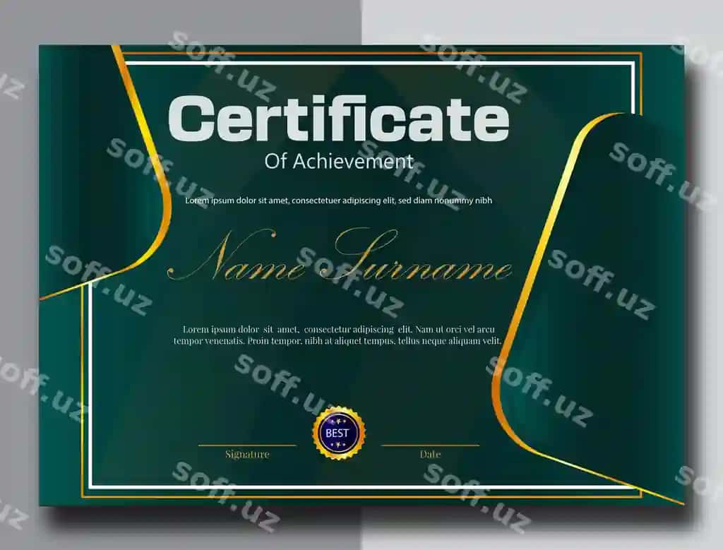 Guvohnoma Yangi Professional Dizayn To'liq Rangli | Certificate new professional design color full